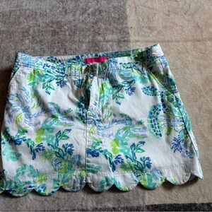 Floral Scalloped Hem Skort